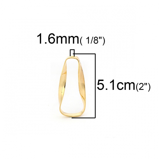 Picture of Brass Pendants Twist 18K Real Gold Plated Trapezoid 51mm(2") x 24mm(1"), 2 PCs                                                                                                                                                                                