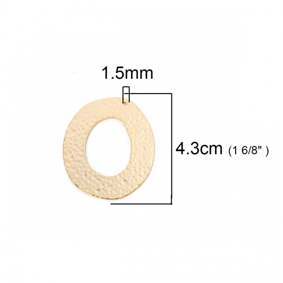Picture of Brass Pendants Irregular 18K Real Gold Plated Circle Ring 43mm(1 6/8") x 39mm(1 4/8"), 2 PCs                                                                                                                                                                  