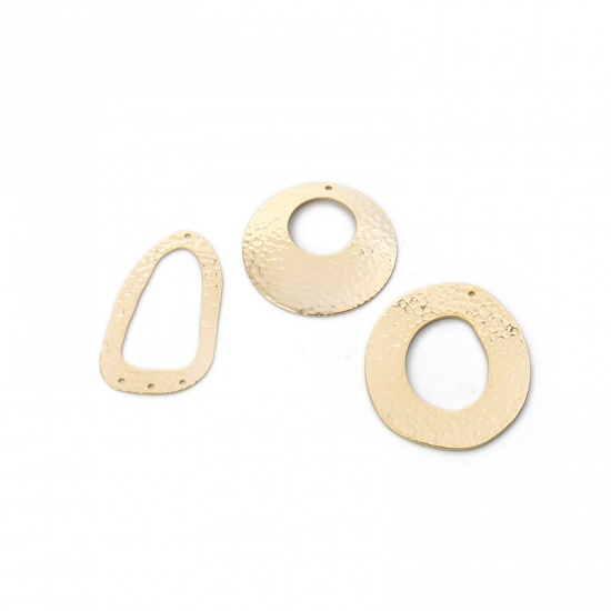 Picture of Brass Pendants Irregular 18K Real Gold Plated Circle Ring 43mm(1 6/8") x 39mm(1 4/8"), 2 PCs                                                                                                                                                                  