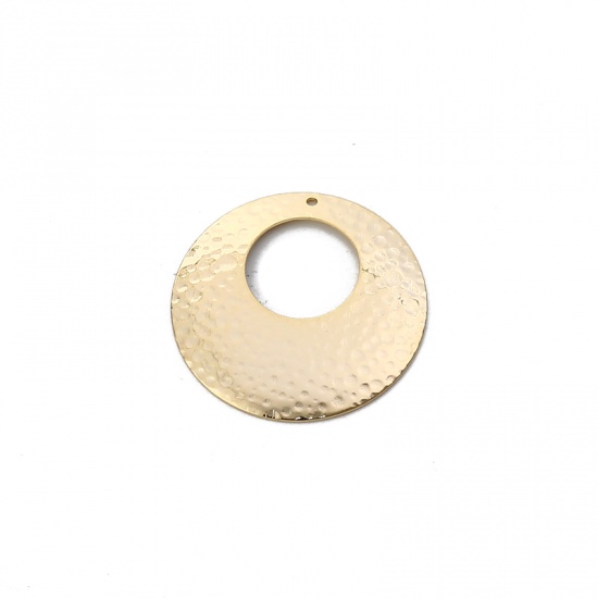 Picture of Brass Pendants Round 18K Real Gold Plated 36mm(1 3/8") Dia., 2 PCs                                                                                                                                                                                            