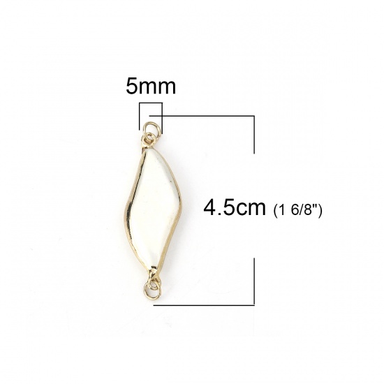 Picture of Natural Shell Connectors Rhombus Gold Plated Ivory 45mm x 14mm, 1 Piece
