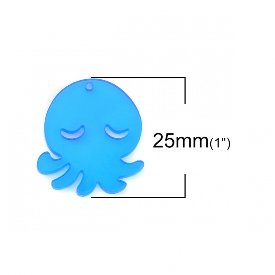 Picture of Acrylic Ocean Jewelry Charms Octopus Blue 25mm x 22mm, 10 PCs