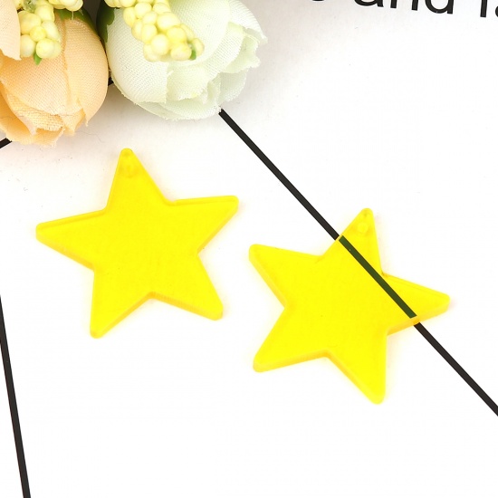 Picture of Acrylic Charms Pentagram Star Yellow 29mm x 28mm, 20 PCs