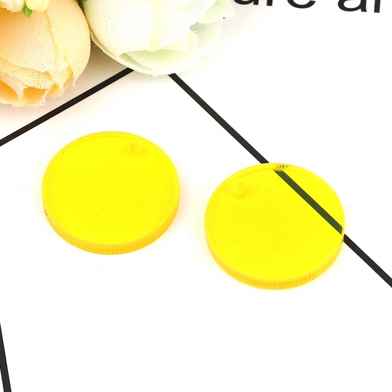 Picture of Acrylic Charms Round Yellow 20mm Dia., 20 PCs