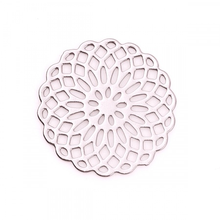 Messing Embellishments Cabochons Hell Rosegold Rund Blumen 15mm x 15mm, 10 Stück