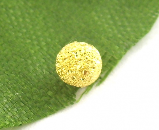 Picture of Brass Seed Beads Round Gold Plated Sparkledust About 3mm( 1/8") Dia, Hole: Approx 1mm, 400 PCs                                                                                                                                                                