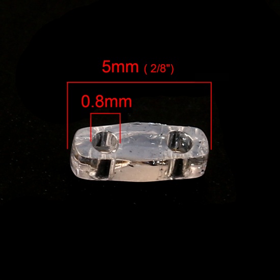 Immagine di (Japan Importazione) Vetro Rettangolo Perline di Semi con Due Fori Trasparente Lucido 5mmx 1.3mm, Foro:Circa 0.8mm, 2 Grammi (Circa 50Pz/Grammo)