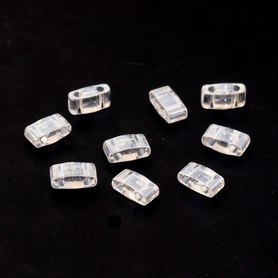 Immagine di (Japan Importazione) Vetro Rettangolo Perline di Semi con Due Fori Trasparente Lucido 5mmx 2.4mm, Foro:Circa 0.8mm, 3 Grammi (Circa 25Pz/Grammo)