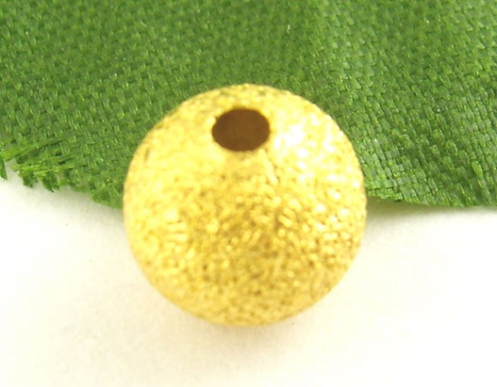 Immagine di Ottone Separatori Perline Tondo Oro Placcato Disegno Sparkledust Circa 8mm Dia, Foro:Circa 1.9mm, 100 Pz                                                                                                                                                      