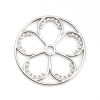 Picture of Zinc Based Alloy Pendants Wire Wrapped Earrings Findings Round Silver Tone Flower 3.7cm(1 4/8") Dia, 10 PCs