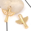 Picture of Zinc Based Alloy Charms Angel Gold Plated White Wing Imitation Pearl 28mm(1 1/8") x 22mm( 7/8"), 10 PCs