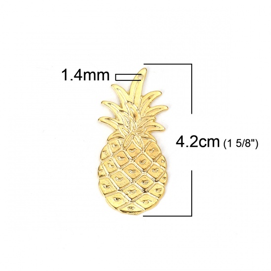 Picture of Zinc Based Alloy Pendants Pineapple/ Ananas Fruit Gold Plated 42mm(1 5/8") x 20mm( 6/8"), 10 PCs