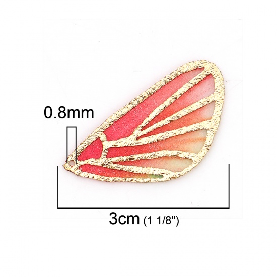 Picture of Fabric Pendants Butterfly Wing Red 30mm(1 1/8") x 18mm( 6/8"), 5 PCs