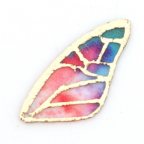 Immagine di Tessuto Charms Ala della Farfalla Multicolore 28mm x 13mm, 5 Pz