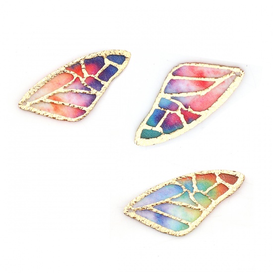 Picture of Fabric Charms Butterfly Wing Multicolor 28mm(1 1/8") x 13mm( 4/8"), 5 PCs