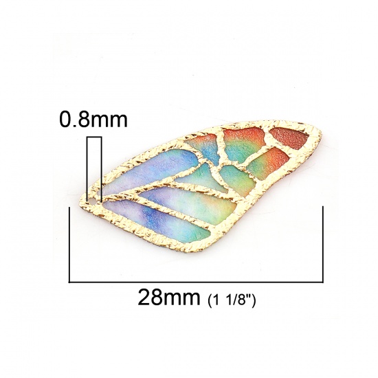 Picture of Fabric Charms Butterfly Wing Multicolor 28mm(1 1/8") x 13mm( 4/8"), 5 PCs