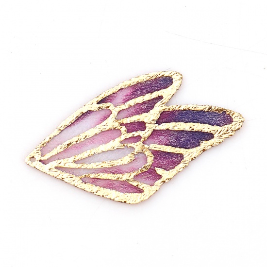 Image de Pendentifs en Textile Aile de Papillon Violet 30mm x 18mm, 5 Pcs