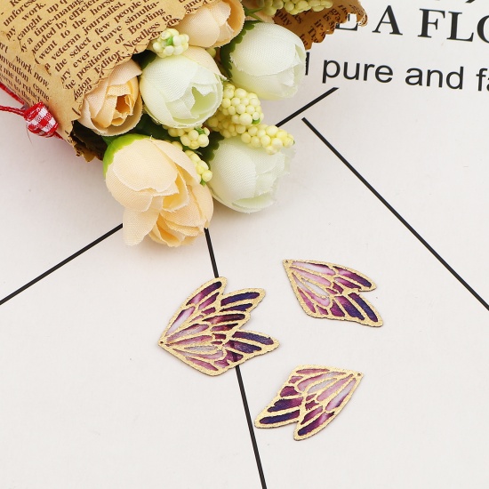 Picture of Fabric Pendants Butterfly Wing Purple 30mm(1 1/8") x 18mm( 6/8"), 5 PCs