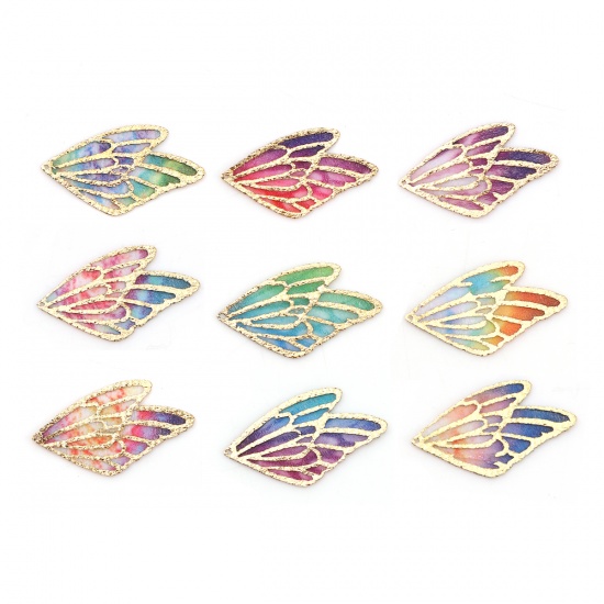 Picture of Fabric Pendants Butterfly Wing Red Purple 30mm(1 1/8") x 18mm( 6/8"), 5 PCs