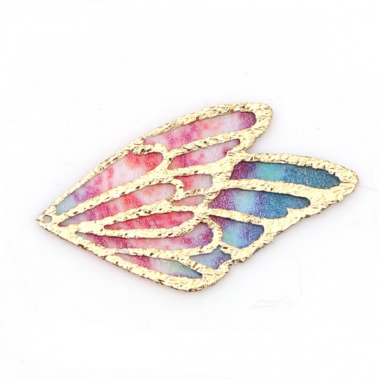 Picture of Fabric Pendants Butterfly Wing Multicolor 30mm(1 1/8") x 18mm( 6/8"), 5 PCs