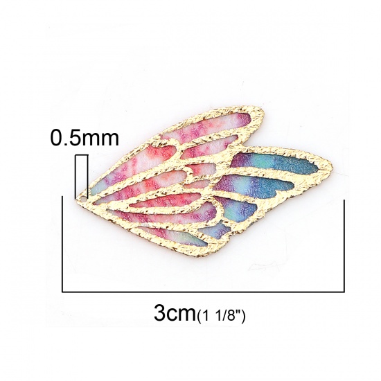 Picture of Fabric Pendants Butterfly Wing Multicolor 30mm(1 1/8") x 18mm( 6/8"), 5 PCs