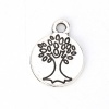 Picture of Zinc Based Alloy Charms Round Antique Silver Tree 15mm( 5/8") x 12mm( 4/8"), 50 PCs