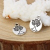 Picture of Zinc Based Alloy Charms Round Antique Silver Tree 15mm( 5/8") x 12mm( 4/8"), 50 PCs