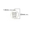 Immagine di Lega di Zinco Charms Tondo Tono Argento Messaggio " Made With Love " 22mm x 18mm , 30 Pz