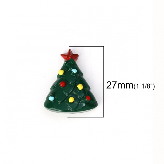 Picture of Resin Embellishments Christmas Tree Green Star Pattern 27mm(1 1/8") x 23mm( 7/8"), 10 PCs