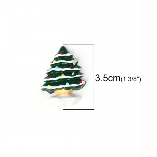 Picture of Resin Embellishments Christmas Tree Green 35mm(1 3/8") x 28mm(1 1/8"), 10 PCs