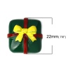 樹脂 装飾 ギフトボックス クリスマス・緑 ちょう結びパターン 22mm x 22mm、 10 個 の画像