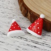 Изображение Смола Кабошоны украшение Рождество шляпы Белый & Красный С Блестками 28мм x 22мм, 10 ШТ