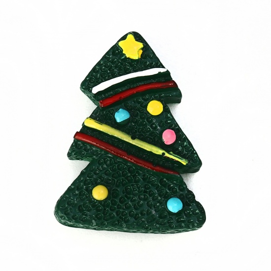 Picture of Resin Embellishments Christmas Tree Green 27mm(1 1/8") x 20mm( 6/8"), 10 PCs