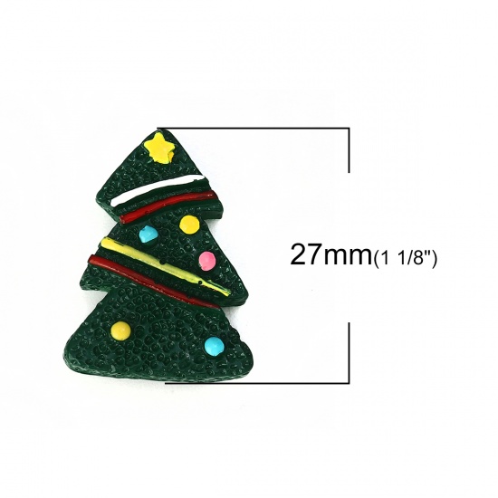 Picture of Resin Embellishments Christmas Tree Green 27mm(1 1/8") x 20mm( 6/8"), 10 PCs