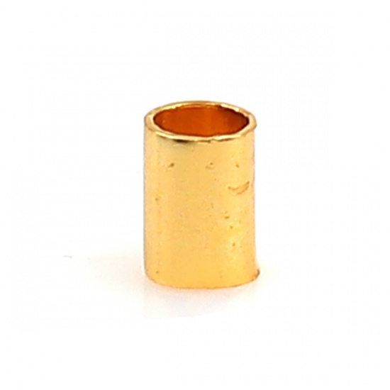 Immagine di Ottone Perline Cilindrico Oro Placcato Come 3mmx 2mm, Foro: circa 1.6mm, 500 Pz                                                                                                                                                                               