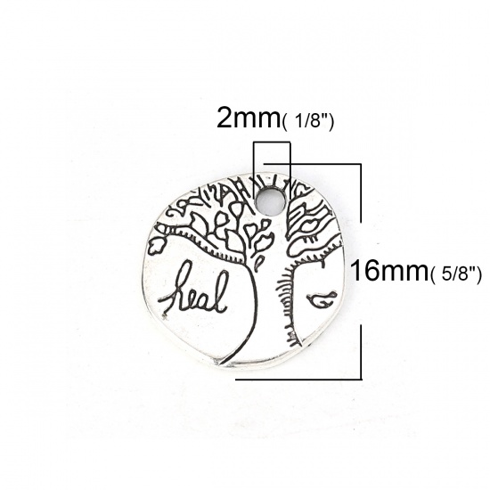 Picture of Zinc Based Alloy Charms Irregular Antique Silver Tree 16mm( 5/8") Dia, 50 PCs