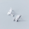 Bild von Sterling Silber & Zirkonia Ohrring Silbrig Transparent Schmetterling Hohl 12mm x 8mm, 1 Paar