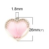 Picture of Zinc Based Alloy Thread Wrapped Charms Heart KC Gold Plated Pink 26mm x 26mm, 5 PCs