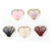 Picture of Zinc Based Alloy Thread Wrapped Charms Heart KC Gold Plated Black 26mm x 26mm, 5 PCs