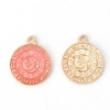 Picture of Zinc Based Alloy Charms Round Gold Plated Pink Constellation Enamel 23mm( 7/8") x 19mm( 6/8"), 10 PCs