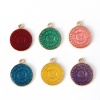 Picture of Zinc Based Alloy Charms Round Gold Plated Pink Constellation Enamel 23mm( 7/8") x 19mm( 6/8"), 10 PCs