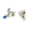 Picture of Zinc Based Alloy European Style Large Hole Charm Beads Wing Antique Silver Transparent Clear Blue Rhinestone About 21mm( 7/8") x 14mm( 4/8"), Hole: Approx 5.1mm, 5 PCs