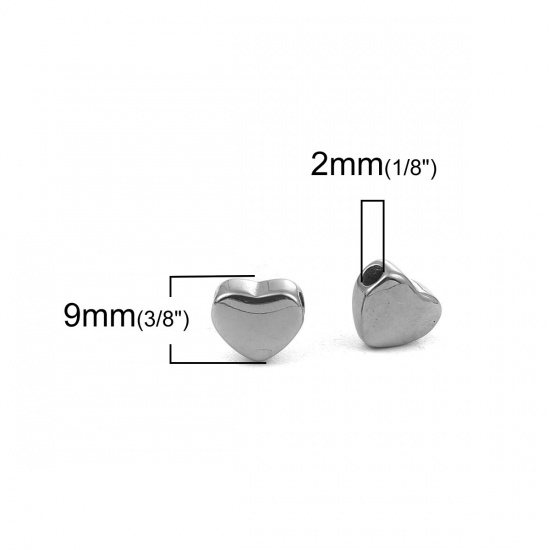 Imagen de 304 Acero Inoxidable Fundición Cuentas Corazón Gunmetal 9mm x 8mm, Agujero: Aprox 2mm, 2 Unidades
