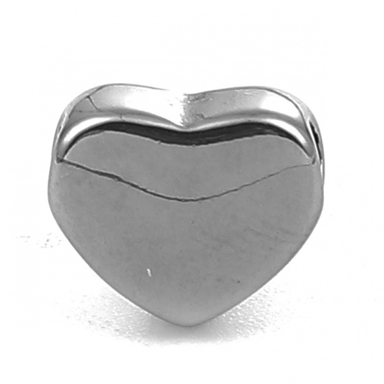 Imagen de 304 Acero Inoxidable Fundición Cuentas Corazón Gunmetal 9mm x 8mm, Agujero: Aprox 2mm, 2 Unidades