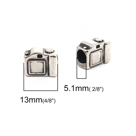 Immagine di 304 Acciaio Inossidabile Colata Perline Camera Argento Antico 3D 13mm x 10mm, Buco: Circa 5.1mm, 2 Pz