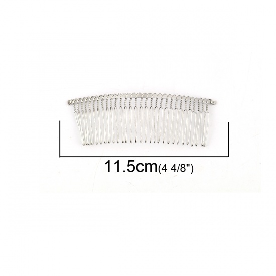 Picture of Zinc Based Alloy Updo Tuck Comb Findings Silver Tone 11.5cm x 4cm, 5 PCs