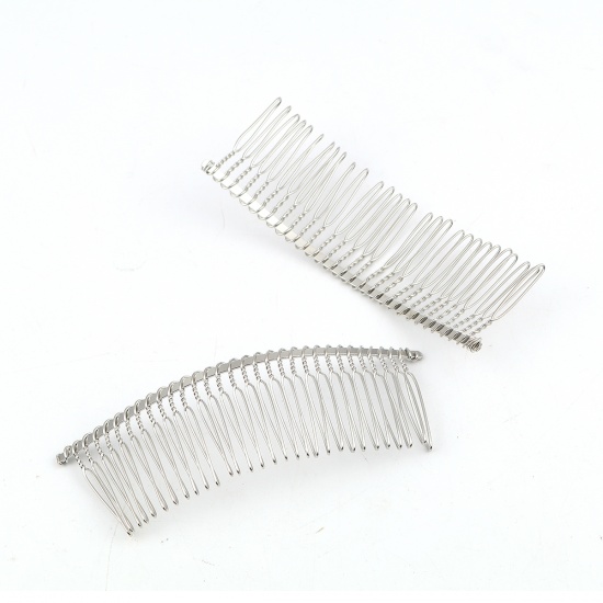 Picture of Zinc Based Alloy Updo Tuck Comb Findings Silver Tone 11.5cm x 4cm, 5 PCs