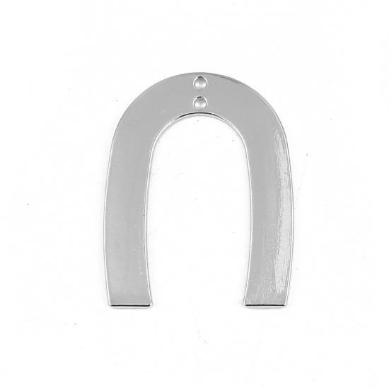 Picture of Zinc Based Alloy Pendants U-shaped Silver Tone 35mm(1 3/8") x 27mm(1 1/8"), 10 PCs