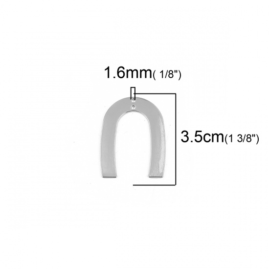 Picture of Zinc Based Alloy Pendants U-shaped Silver Tone 35mm(1 3/8") x 27mm(1 1/8"), 10 PCs