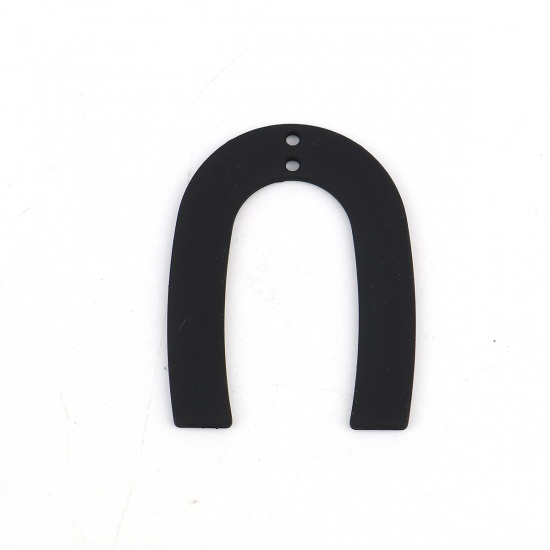 Picture of Zinc Based Alloy Pendants U-shaped Black 35mm(1 3/8") x 27mm(1 1/8"), 10 PCs